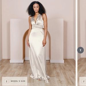 Revelry Dylan Satin Dress in Soft Champagne